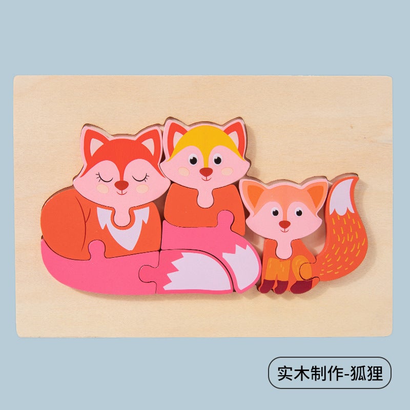 Children'S Large Three-Dimensional Puzzle Wooden Puzzle 2 Building Blocks 3-6 Years Old 4 Boys 1 Girl Baby Educational Early Education Toys - Image 1